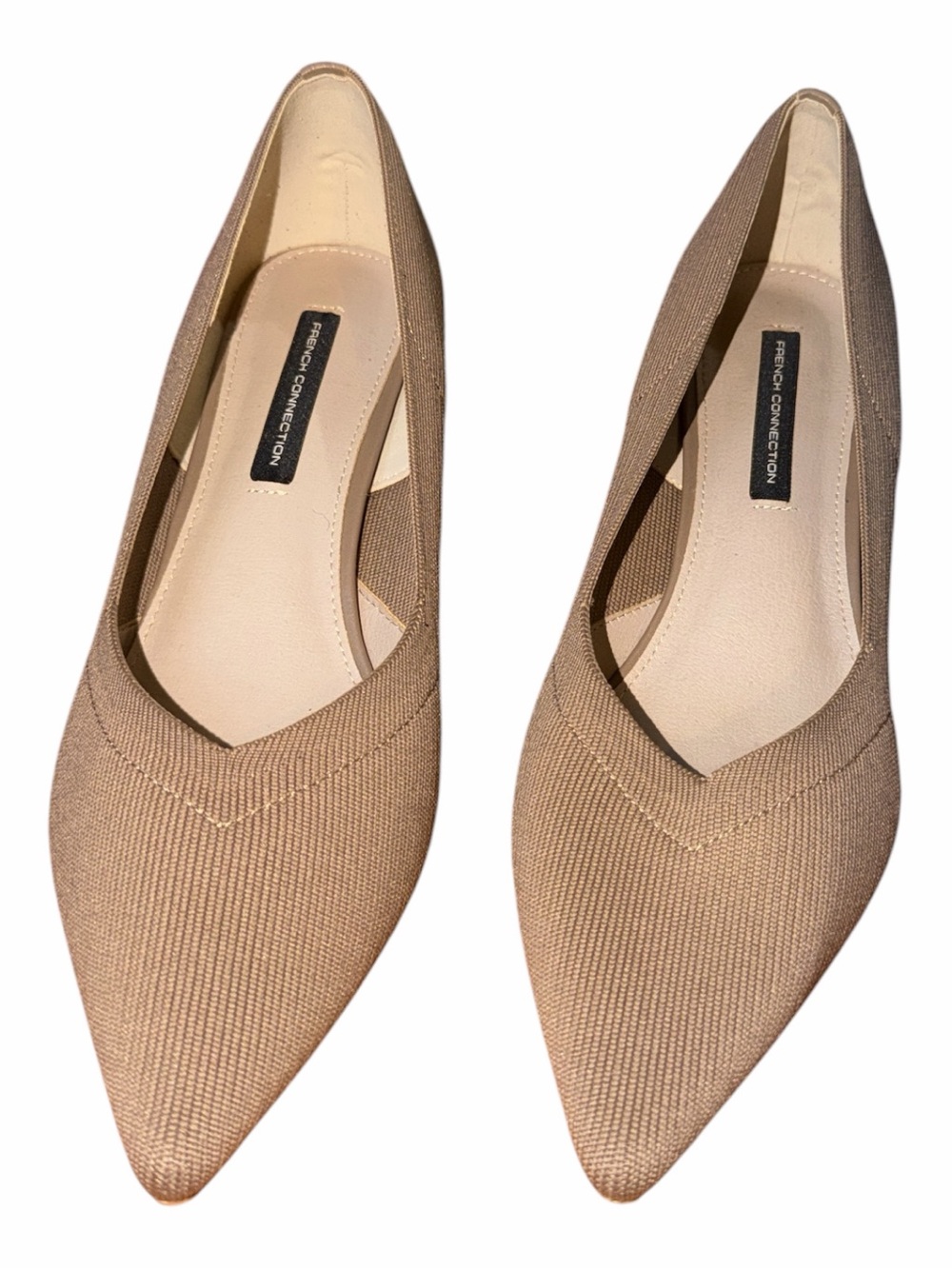French Connection Taupe Pointed-Toe Knit Flats